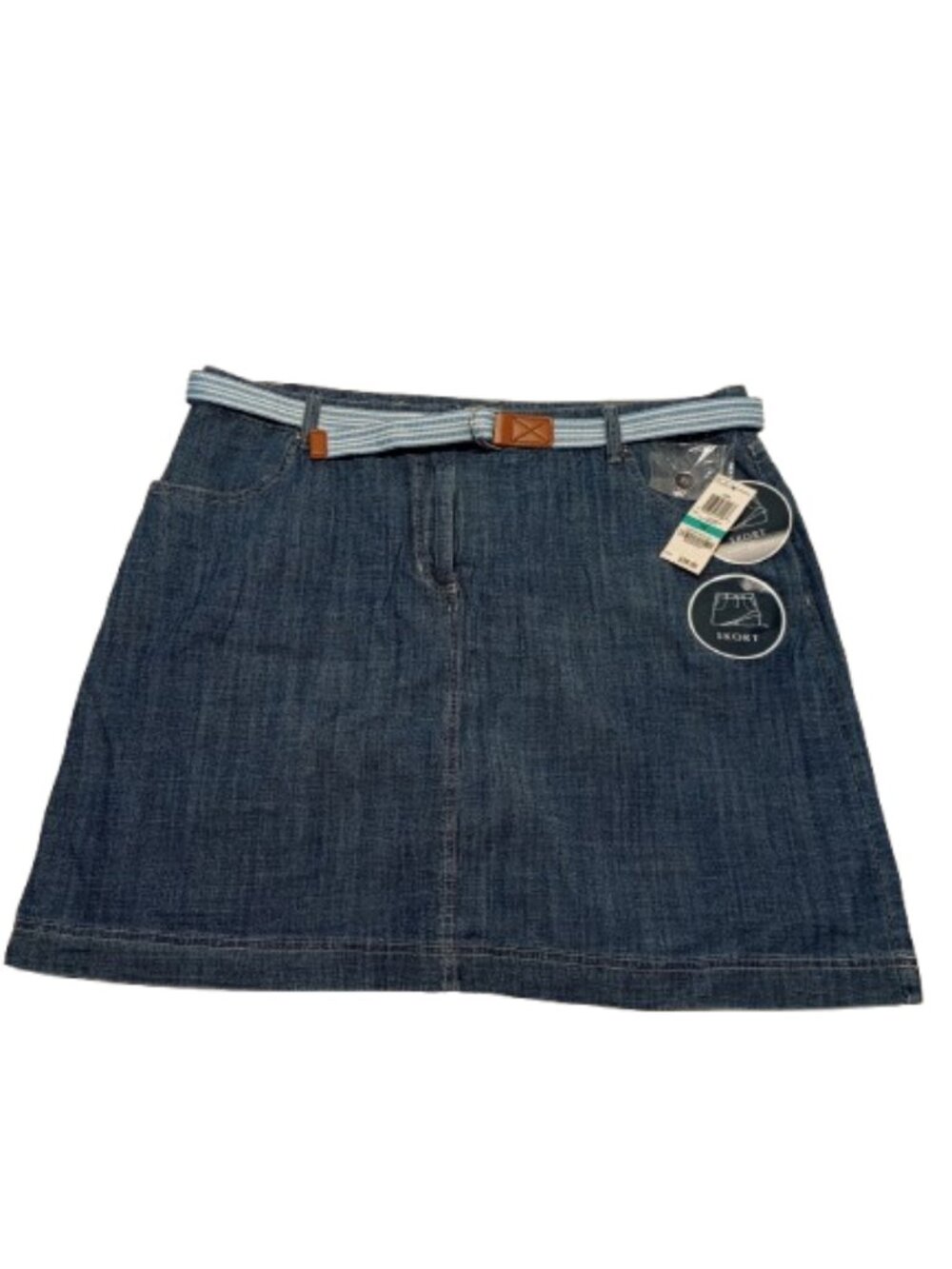 Karen Scott Chambray Denim Skort with Belt Women's Size 16 NWT